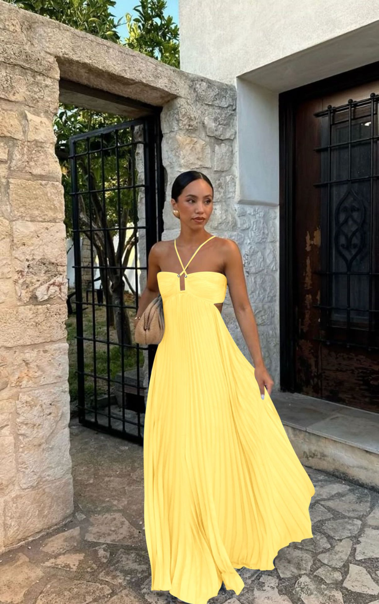 Satin Pleated Maxi Dress